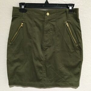 NWOT Calvin Klein Olive Pencil Skirt with Gold Accents 2
